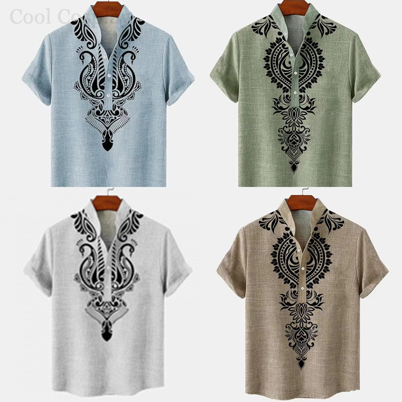 3D Printing Quality - Male Retro Tops Henley Shirt Men's