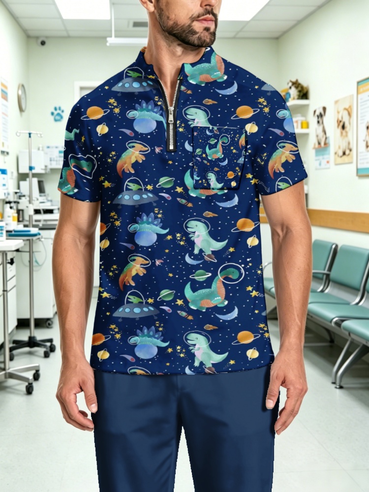 Men's Zipper Collar Scrub Top  - 3D Printing For Medical review and price