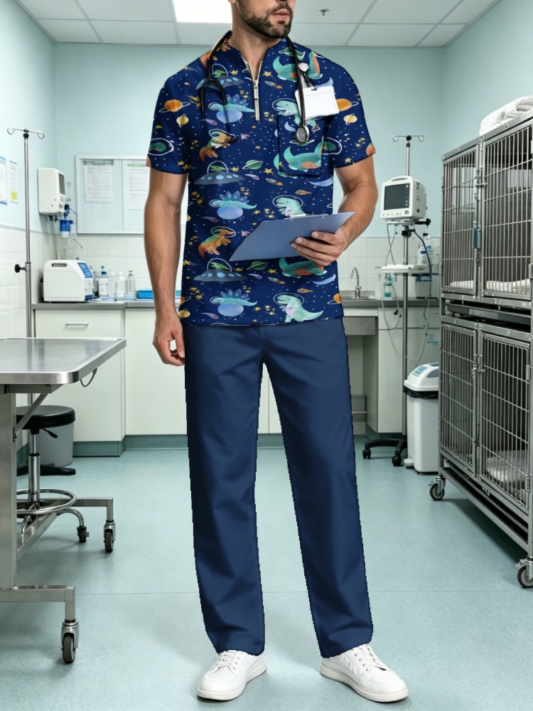 Men's Zipper Collar Scrub Top  - 3D Printing For Medical review and price