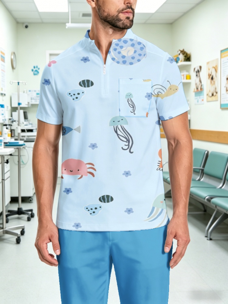 Men's Zipper Collar Scrub Top  - 3D Printing For Medical review and price