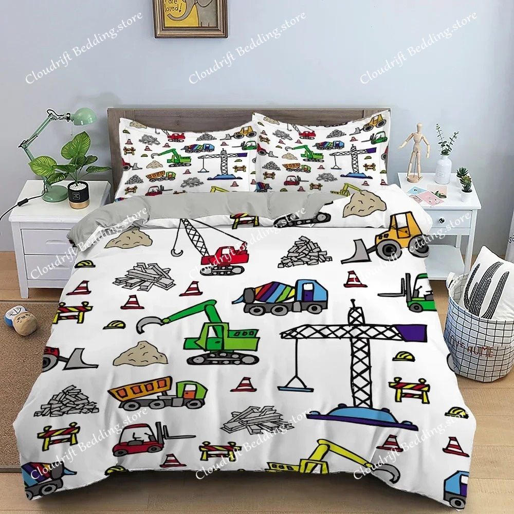 Simple Cartoon Car Bedding Set - 3D Printing Excavator review and price